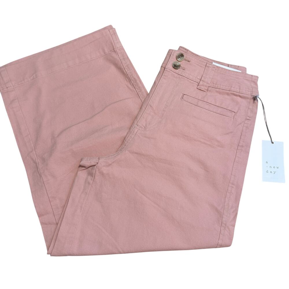 A New Day Women's Pink High-Rise Cropped Wide Leg Pants - Size 4 - NWT